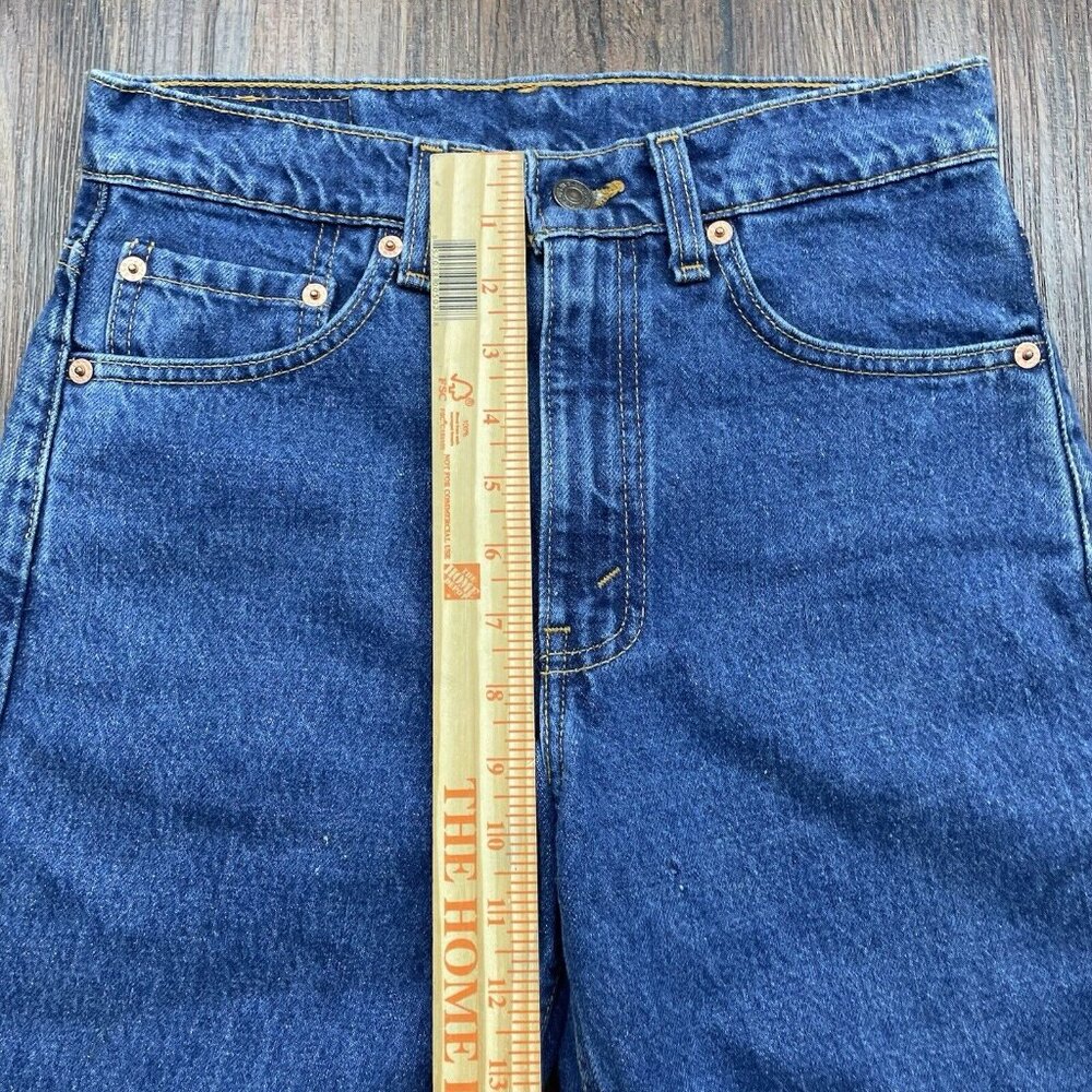 Vtg Levis 505 Denim Blue Jeans Recycled Refashion Beaded Fringe Cuffs Size 28x36 - Picture 8 of 10